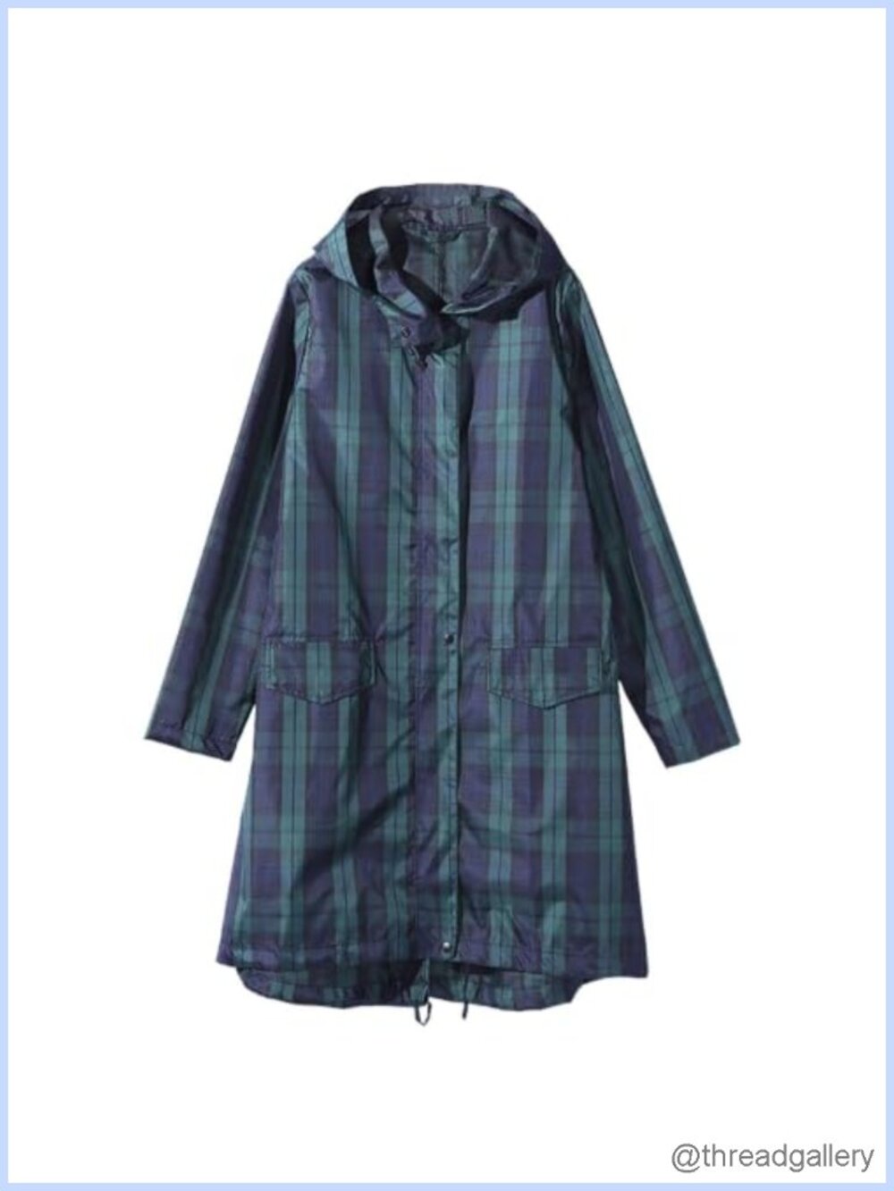 Women's Lightweight Plaid Raincoat Adjustable Hood Water-Resistant